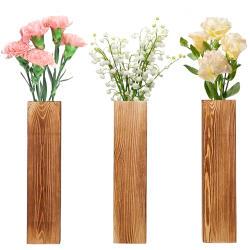 3 Pieces Wall Planters for Indoor Plants, Wooden Wall Decoration for Bathroom, Living Room, Modern Farmhouse Wooden Pocket Wall Vases for Dried Flowers and Artificial Green Plants von LUPATDY