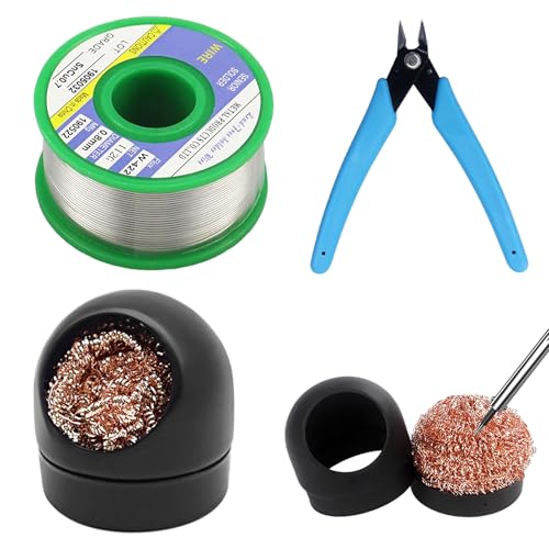LUPATDY 50g Lötzinn 0.8mm, Drahtschneiderzange, Lötkolbenspitzenreiniger, 3-teiliges Lötwerkzeugset, Lötkolben Hilfszubehör DIY Kit für Elektrischen Lötkomponenten LUPATDY 50g Lötzinn 0.8mm, Drahtschneiderzange, Lötkolbenspitzenreiniger, 3-teiliges Lötwerkzeugset, Lötkolben Hilfszubehör DIY Kit für Elektrischen Lötkomponenten von LUPATDY