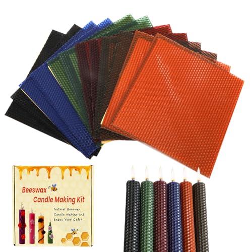 12 Bienenwachsplatten, Wachsplatten für Kerzen, Kerzen Selber Machen Set, Bienenwachs-Kerzenherstellungsset für Kinder, DIY Candle Bastel-Set für Erwachsene und Kinder (Morandi-Farben, 20 x 20cm) von LUPATDY