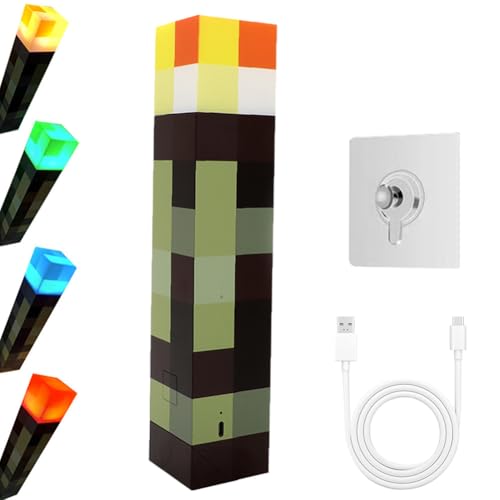 LUPATDY Craft Fackel Lampe, Lampe Fackel Leuchtende Wandlampe Nachtlampe - 11 Zoll LED MCERS Nachtlicht, USB Wiederaufladbar für Nachttischlampe, Vierfarb von LUPATDY