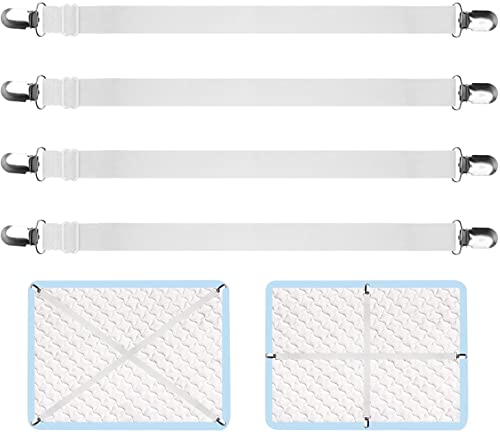 LUPATDY Elastische Betttuchspanner, 4 Stück Verstellbare Bettlakenspanner faltenfreie， Bettlaken Lakenspanner mit Metallklammern für Bettlaken, Matratze, Bügelbrett oder Sofa von LUPATDY