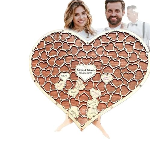 LUPATDY Hochzeit Gästebuch aus Holz Herzform Alternative Gästebuch Geburtstag Taufe Graduierung Dekoration Holz Puzzle von LUPATDY