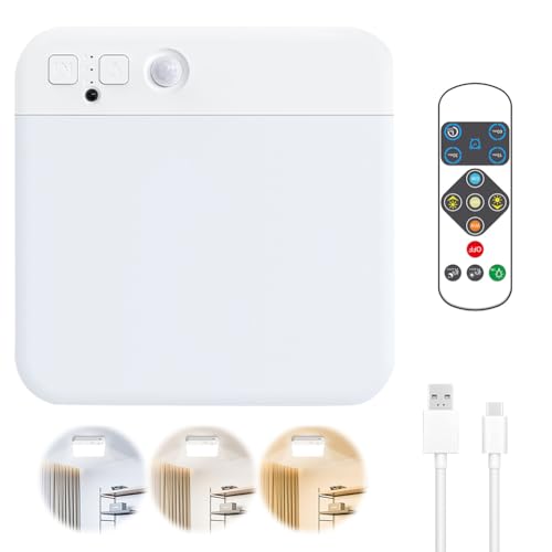 LUPATDY LED Deckenlampe mit Bewegungsmelder, Led Deckenleuchte mit Dimmbar Fernbedienung,Akku Deckenlampe Innen USB,3000K 4500K 6500K Deckenlampe Led für Flur Keller Garage Treppe Schrank von LUPATDY