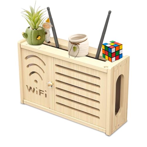 LUPATDY Massivholz Router Schrank,Wall Mounted WiFi Router Storage Box-Router Verstecken,Router Aufbewahrungsbox-Kabelbox,TV Set Top Box Organisator-Holz WiFi Dekoratives Router Regal von LUPATDY