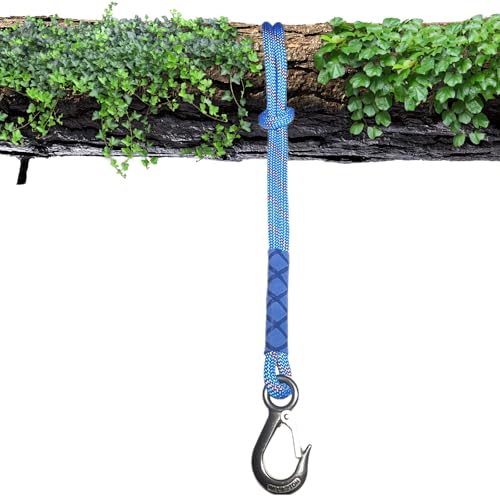 LUPATDY Schaukel Baumbefestigung Seil, Hängeschaukel Seil mit Haken (Hält 200kg),Aufhängung Befestigungsset für Outdoor-Spielplatz,Seil für Indoor Outdoor Baumschaukel,10mm Durchmesser,Blau,100cm von LUPATDY
