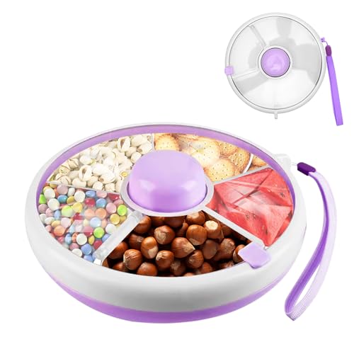 LUPATDY Snack Spinner,Snackbox mit Fächern, Rotierende Aufbewahrung Snackspender Kinder,Snackbox Mit Deckel,Geeignet zur Aufbewahrung von Snackles,Süßigkeiten, Keksen, Obst, Violett von LUPATDY