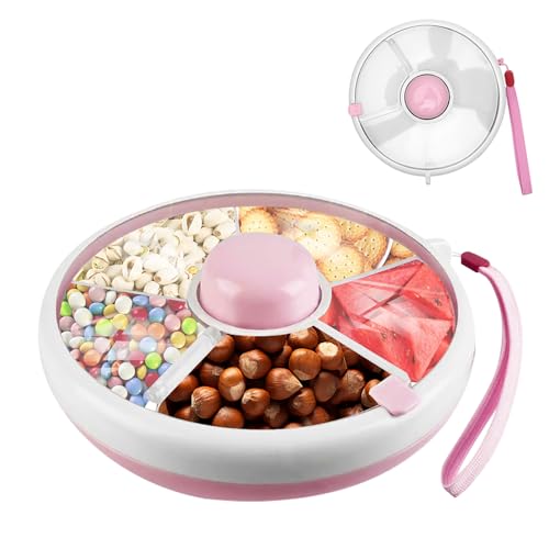 LUPATDY Snack Spinner,Snackbox mit Fächern, Rotierende Aufbewahrung Snackspender Kinder,Snackbox Mit Deckel,Geeignet zur Aufbewahrung von Snackles,Süßigkeiten, Keksen, Obst,Rosa von LUPATDY