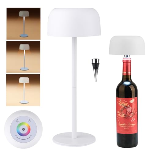 LUPATDY Tischlampe Kabellos, Mini Nachttischlampe, Kleine Dimmbar Tischlampe, 3-stufige Einstellung der Farbtemperatur Typ-C Aufladbar, Akku Tischlampe Outdoor für Schlafzimmer Balkon Patio Terrasse von LUPATDY