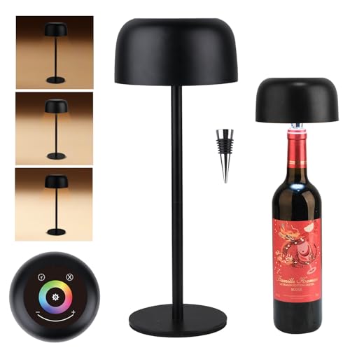 LUPATDY Tischlampe Kabellos, Mini Nachttischlampe, Kleine Dimmbar Tischlampe, 3-stufige Einstellung der Farbtemperatur Typ-C Aufladbar, Akku Tischlampe Outdoor für Schlafzimmer Balkon Patio Terrasse von LUPATDY