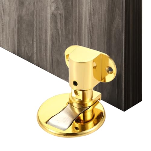 2 Stück Türstopper,Unsichtbarer Magnetischer Türstopper,Verstellbarer Türstopper mit Klebeband und Schrauben,Türstopper Boden,Rostfreier Stahl, Selbstklebend Türstopper (Goldene) von LUPATDY