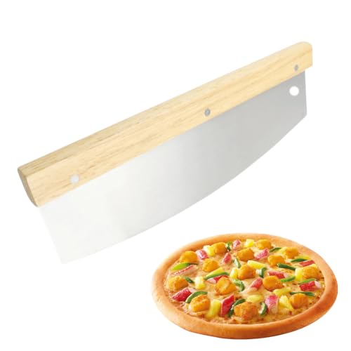 Profi Pizzamesser Edelstahl Pizzaschneider - Effektiver als Pizzaroller Premium Pizza Wiegemesser aus Edelstahl 32cm mit Holzgriff | Schnelles und gleichmäßiges Schneiden Profi Pizzamesser Edelstahl Pizzaschneider - Effektiver als Pizzaroller Premium Pizza Wiegemesser aus Edelstahl 32cm mit Holzgriff | Schnelles und gleichmäßiges Schneiden von LUPATDY