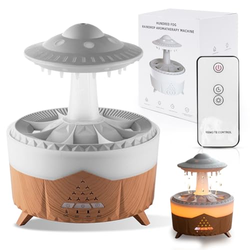 Rain Cloud Luftbefeuchter, Diffuser Humidifier für äTherisches öl, Mikro-Luftbefeuchter mit 7 Farben Led Leuchten Und Regentropfen Sound Helfen Beim Schlafen, Zuhause, Büro, Zimmer, 500ml von LUPATDY