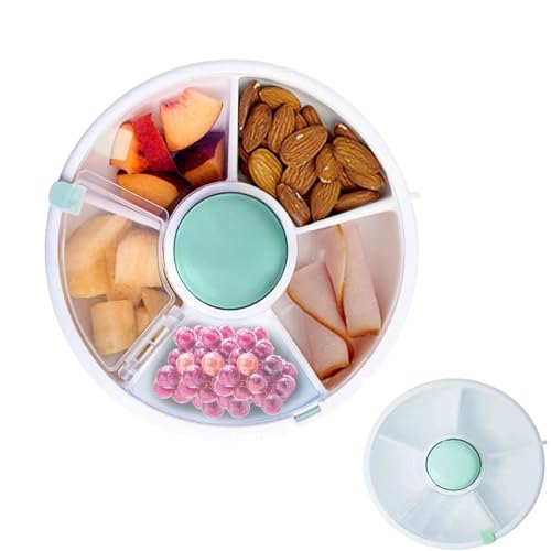 Snack Spinner,Rotierende Aufbewahrung Snackspender Kinder,Snackbox mit Fächern,Snackbox Mit Deckel,Geeignet zur Aufbewahrung von Snackles,Süßigkeiten, Keksen, Obst, Geeignet für Picknicks,Green von LUPATDY