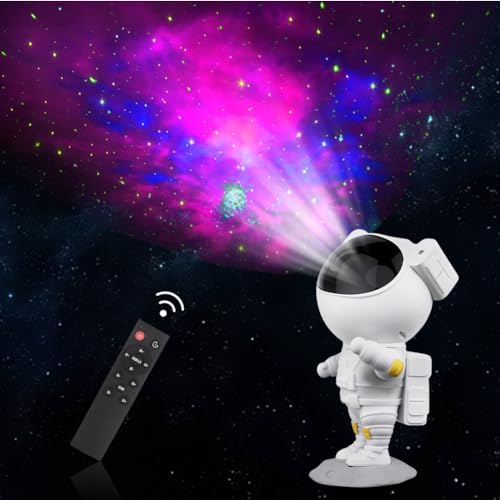 Sternenhimmel Projektorlampe, Astronautenförmige LED Projektorlampe mit Fernbedienung, Timing Funktion, um 360° drehbare Projektion, einstellbare Helligkeit, Galaxie Nachtlicht, 24 x 12,5 x 11 cm von LUPATDY