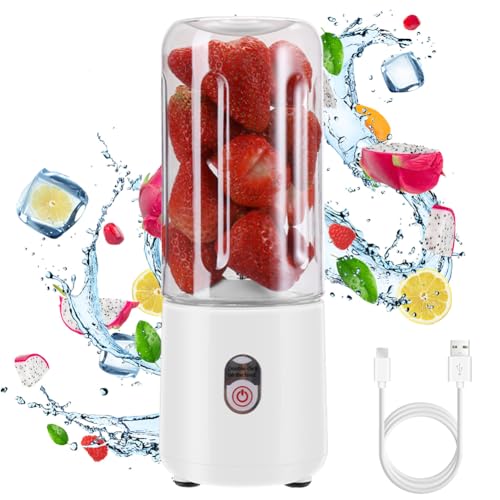 Tragbarer Mixer, Mini Mixer für Shakes und Smoothie Maker To Go USB Wiederaufladbarer 380ml mit Edelstahlklingen Und Leistungsstarkem Motor für Saft, GrüNe Smoothies, Camping, Fitnessstudio von LUPATDY