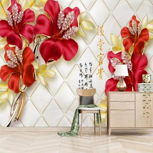 Art Fototapete 3D Europäische Rote Blumen 300x240cm,Retro-Luxus Seidenstofftapeten für Schlafzimmer, Wohnzimmer, Sofa, TV-Hintergrund Art Fototapete 3D Europäische Rote Blumen 300x240cm,Retro-Luxus Seidenstofftapeten für Schlafzimmer, Wohnzimmer, Sofa, TV-Hintergrund von LUPAXA