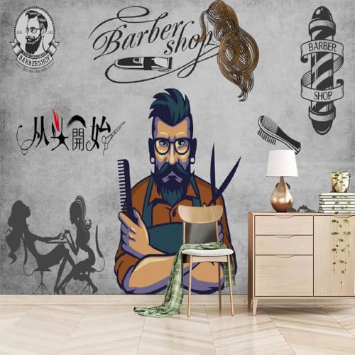 Art Fototapete 3D Friseursalon-Styling 274x203cm，Modern Gestalteter Friseursalon Seidenstofftapeten für Schlafzimmer Wohnzimmer von LUPAXA