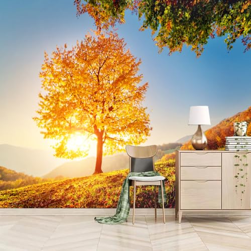 Art Fototapete 3D Goldener Großer Baum 400x280cm,Herbstliche Pflanzen Seidenstofftapeten Bewerben Sie sich bei Study Room Hotels Offices Art Fototapete 3D Goldener Großer Baum 400x280cm,Herbstliche Pflanzen Seidenstofftapeten Bewerben Sie sich bei Study Room Hotels Offices von LUPAXA