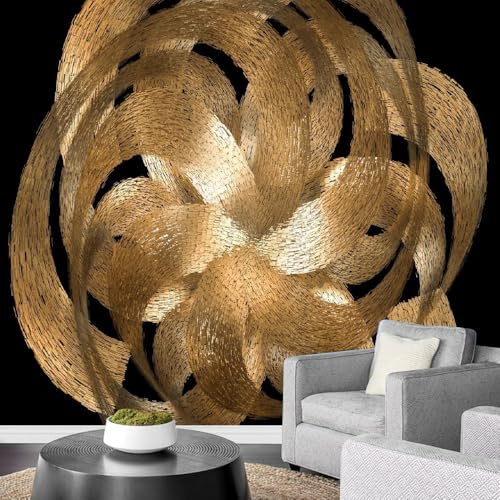 Art Fototapete 3D Schwarz Und Gold 274x203cm，Moderner, Abstrakter Luxus Seidenstofftapeten für Schlafzimmer, Wohnzimmer, Sofa, TV-Hintergrund von LUPAXA