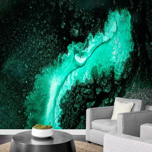 Art Fototapete 3D Smaragdgrün 274x203cm，Moderner Marmor Seidenstofftapeten für Schlafzimmer, Wohnzimmer, Sofa, TV-Hintergrund von LUPAXA