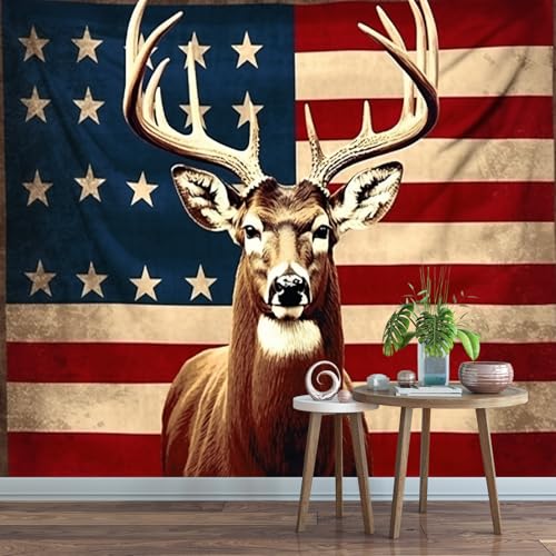 Fototapete 3D Bunter Elch Mit Flaggen 400x280cm,Tiermotiv Seidenstofftapeten,für Wohnzimmer Schlafzimmer Nicht selbstklebend von LUPAXA