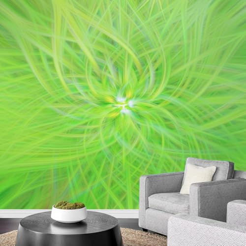 Fototapete 3D Effekt Grüne Linien 315x215cm，Abstrakt Vlies tapeten für Wohnzimmer Schlafzimmer von LUPAXA