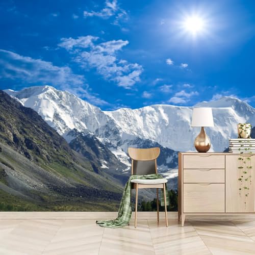 Fototapete 3D Effekt Schneebedeckter Berghimmel 315x215cm，Naturlandschaft Vlies tapeten für Schlafzimmer Wohnzimmer von LUPAXA