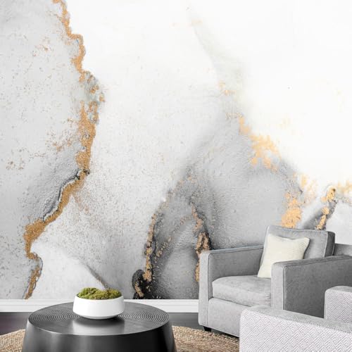 Fototapete 3D Effekt Schwarz-Goldener Marmor 400x280cm，Modern Vlies tapeten Moderne Schlafzimmermode Großer TV-Hintergrund von LUPAXA