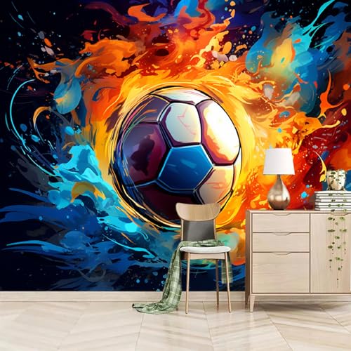 Fototapete 3D-Fußballmuster 200x150cm,Abstraktes Kunstdesign Foto Tapete Schlafzimmer Wohnzimmer Vliestapete Wandtapete Motivtapeten Bildtapete 3d Effekt von LUPAXA