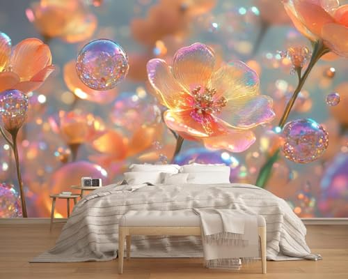 Fototapete 3D Orangefarbene Kristallblumen 400x280cm,Abstraktes 3D-Muster Seidenstofftapeten,für Wohnzimmer Schlafzimmer Nicht selbstklebend Fototapete 3D Orangefarbene Kristallblumen 400x280cm,Abstraktes 3D-Muster Seidenstofftapeten,für Wohnzimmer Schlafzimmer Nicht selbstklebend von LUPAXA