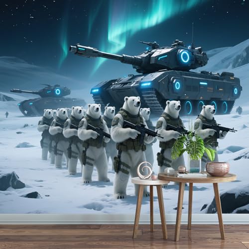 Fototapete Aurora-Panzer Und Eisbär 150x130cm,Futuristisches Abstrakt Foto Tapete Schlafzimmer Wohnzimmer Vliestapete Wandtapete Motivtapeten Bildtapete 3d Effekt Fototapete Aurora-Panzer Und Eisbär 150x130cm,Futuristisches Abstrakt Foto Tapete Schlafzimmer Wohnzimmer Vliestapete Wandtapete Motivtapeten Bildtapete 3d Effekt von LUPAXA