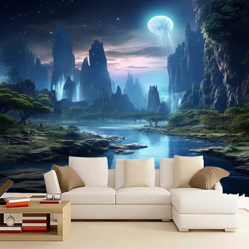 Fototapete Berge Und Seen 200x150cm,Vollmondlandschaft Foto Tapete Wandverkleidung Wandtapete Motivtapeten Wohnzimmer Schlafzimmer 3d Effekt Modern Fototapete Berge Und Seen 200x150cm,Vollmondlandschaft Foto Tapete Wandverkleidung Wandtapete Motivtapeten Wohnzimmer Schlafzimmer 3d Effekt Modern von LUPAXA