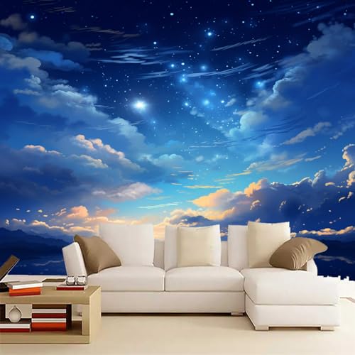 Fototapete Blaue Wolken 200x150cm,Milchstraße Wandtapete,für Schlafzimmer Wohnzimmer Flur Esszimmer Nicht selbstklebend von LUPAXA
