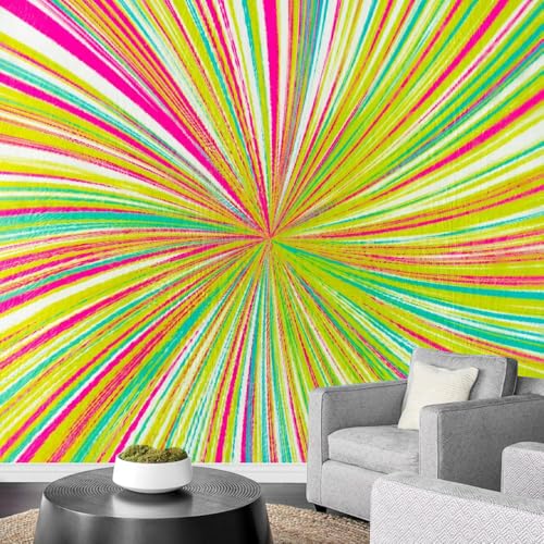 Fototapete Bunte Psychedelische Linien 366x254cm，3D-Optische Täuschung Wandtapete für Schlafzimmer, Wohnzimmer, Sofa, TV-Hintergrund von LUPAXA