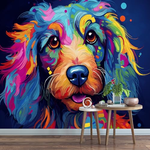 Fototapete Buntes Hundegemälde 200x150cm,Abstraktes Graffiti Wandtapete,für Schlafzimmer Wohnzimmer Flur Esszimmer Nicht selbstklebend Fototapete Buntes Hundegemälde 200x150cm,Abstraktes Graffiti Wandtapete,für Schlafzimmer Wohnzimmer Flur Esszimmer Nicht selbstklebend von LUPAXA