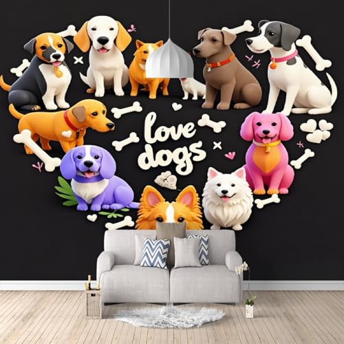 Fototapete Cartoon-Hund 150x130cm,Abstrakte Moderne Kunst Wandtapete,für Schlafzimmer Wohnzimmer Flur Esszimmer Nicht selbstklebend Fototapete Cartoon-Hund 150x130cm,Abstrakte Moderne Kunst Wandtapete,für Schlafzimmer Wohnzimmer Flur Esszimmer Nicht selbstklebend von LUPAXA