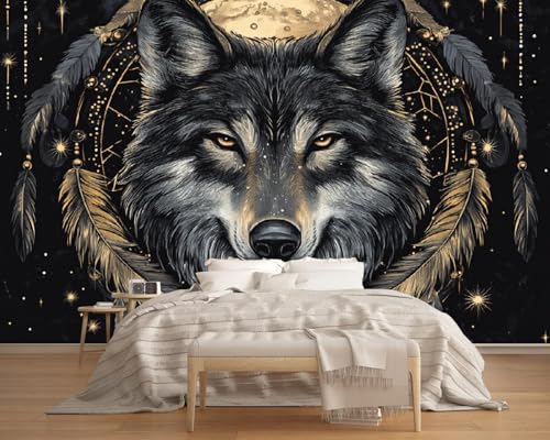 Fototapete Einsamer Wolf Mit Kranz 366x254cm,Wildtier-Thema Foto Tapete Wandverkleidung Wandtapete Motivtapeten Wohnzimmer Schlafzimmer 3d Effekt Modern Fototapete Einsamer Wolf Mit Kranz 366x254cm,Wildtier-Thema Foto Tapete Wandverkleidung Wandtapete Motivtapeten Wohnzimmer Schlafzimmer 3d Effekt Modern von LUPAXA