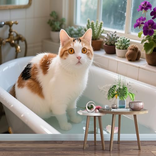 Fototapete Gelb-Weiße Katze 230x180cm,Moderner Wohnstil Foto Tapete Wandverkleidung Wandtapete Motivtapeten Wohnzimmer Schlafzimmer 3d Effekt Modern von LUPAXA