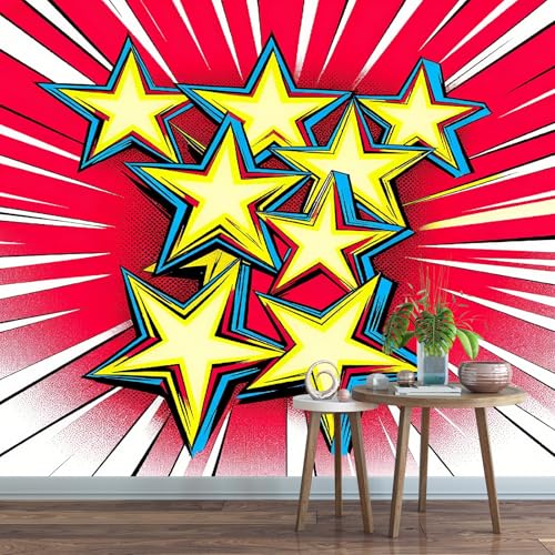 Fototapete Gelber Fünfzackiger Stern 400x280cm,Rote Radiallinien Foto Tapete Schlafzimmer Wohnzimmer Vliestapete Wandtapete Motivtapeten Bildtapete 3d Effekt Fototapete Gelber Fünfzackiger Stern 400x280cm,Rote Radiallinien Foto Tapete Schlafzimmer Wohnzimmer Vliestapete Wandtapete Motivtapeten Bildtapete 3d Effekt von LUPAXA