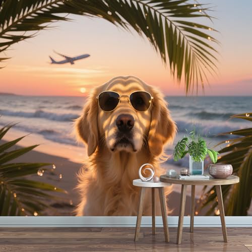 Fototapete Golden Retriever Mit Meereslandschaft 230x180cm,Moderner Stil Foto Tapete Schlafzimmer Wohnzimmer Vliestapete Wandtapete Motivtapeten Bildtapete 3d Effekt Fototapete Golden Retriever Mit Meereslandschaft 230x180cm,Moderner Stil Foto Tapete Schlafzimmer Wohnzimmer Vliestapete Wandtapete Motivtapeten Bildtapete 3d Effekt von LUPAXA