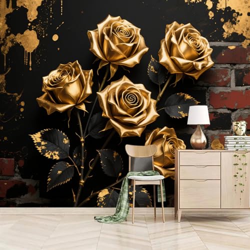 Fototapete Goldenes 3D-Muster Mit Rose 230x180cm,Abstrakte Vintage-Optik Foto Tapete Schlafzimmer Wohnzimmer Vliestapete Wandtapete Motivtapeten Bildtapete 3d Effekt Fototapete Goldenes 3D-Muster Mit Rose 230x180cm,Abstrakte Vintage-Optik Foto Tapete Schlafzimmer Wohnzimmer Vliestapete Wandtapete Motivtapeten Bildtapete 3d Effekt von LUPAXA