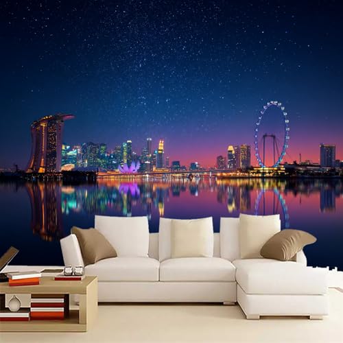 Fototapete Marina Bay Bei Nacht 200x150cm,Stadtlandschaft Spiegelt Sich Im See Foto Tapete Wandverkleidung Wandtapete Motivtapeten Wohnzimmer Schlafzimmer 3d Effekt Modern Fototapete Marina Bay Bei Nacht 200x150cm,Stadtlandschaft Spiegelt Sich Im See Foto Tapete Wandverkleidung Wandtapete Motivtapeten Wohnzimmer Schlafzimmer 3d Effekt Modern von LUPAXA