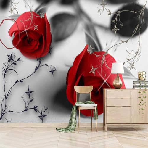 Fototapete Moderne Rote Rose 200x150cm，Pflanzen Wandtapete Bewerben Sie sich bei Study Room Hotels Offices von LUPAXA