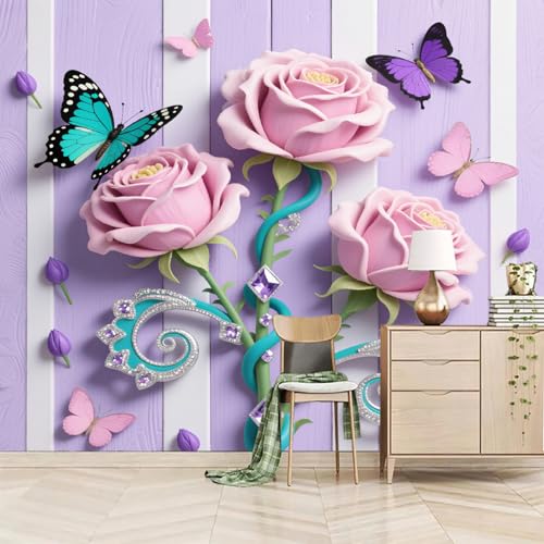 Fototapete Rosa Rose 3D-Muster 200x150cm,Hellviolettes Texturdesign Foto Tapete Wandverkleidung Wandtapete Motivtapeten Wohnzimmer Schlafzimmer 3d Effekt Modern Fototapete Rosa Rose 3D-Muster 200x150cm,Hellviolettes Texturdesign Foto Tapete Wandverkleidung Wandtapete Motivtapeten Wohnzimmer Schlafzimmer 3d Effekt Modern von LUPAXA