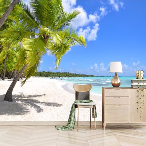 Fototapete Strand Und Meereslandschaft 200x150cm，Kokospalmen Wandtapete Bewerben Sie sich bei Study Room Hotels Offices von LUPAXA
