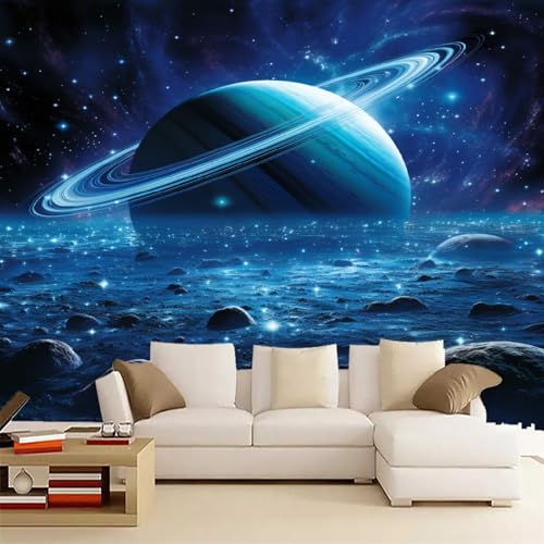 Fototapete Technologieplanet 366x254cm,Blauer Sternenhimmel Wandtapete,für Schlafzimmer Wohnzimmer Flur Esszimmer Nicht selbstklebend Fototapete Technologieplanet 366x254cm,Blauer Sternenhimmel Wandtapete,für Schlafzimmer Wohnzimmer Flur Esszimmer Nicht selbstklebend von LUPAXA