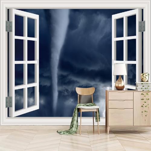 Fototapete Tornado Vor Dem Fenster 274x203cm，Sturm Wandtapete Bewerben Sie sich bei Study Room Hotels Offices von LUPAXA