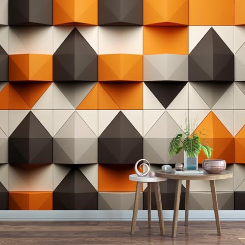 Fototapete Weiß-Oranges 3D-Geometriemuster 274x203cm,Moderne Mode Wandtapete,für Schlafzimmer Wohnzimmer Flur Esszimmer Nicht selbstklebend Fototapete Weiß-Oranges 3D-Geometriemuster 274x203cm,Moderne Mode Wandtapete,für Schlafzimmer Wohnzimmer Flur Esszimmer Nicht selbstklebend von LUPAXA