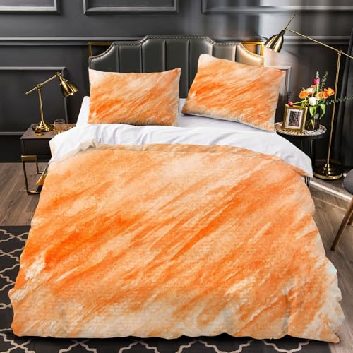LUPAXA Abstraktes Orange Bettbezug 3 Teilig，230 * 220Cm Retro 70Er Bettwäsche-Sets Mikrofaser Bettbezug Set Mit Reißverschluss Und 2 Kissenbezüge von LUPAXA