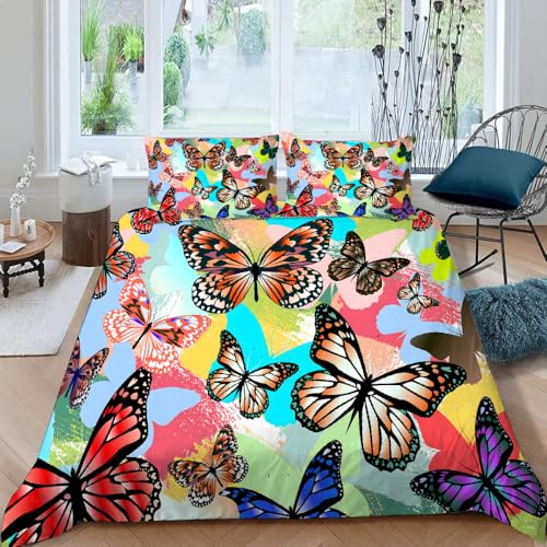LUPAXA Retro-Blaue Unregelmäßige Geometrie Bettbezug 3 Teilig，135 * 200Cm Bunter Hipster Microfaser Druck Bettbezug Setit Reißverschluss Und Kissenbezug von LUPAXA